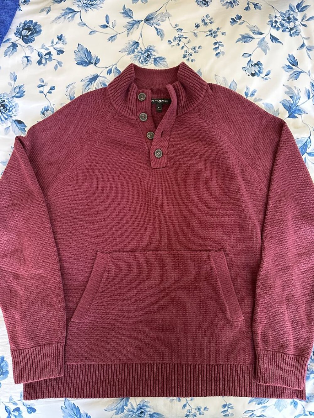 Men's Banana Republic Cotton 1/4 Button Red Sweater Size XL